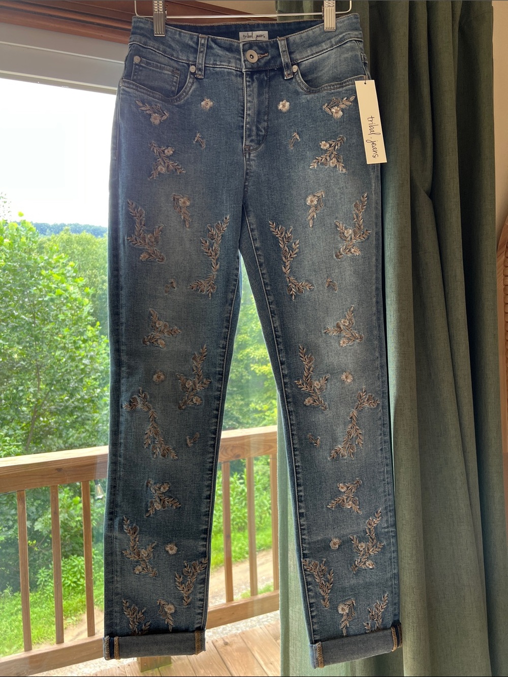 Embroidered Slim Jeans - Blue